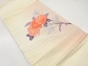 変わり横段に牡丹模様織り出し名古屋帯